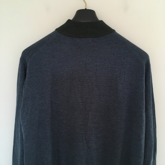 Peter Millar Striped 1/4 Zip Blue Green sweater XXL 100% Extrafine Merino Wool - Picture 7 of 14